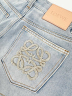 2026 Women’s GS Embroidered Leather Denim Shorts (EE422)