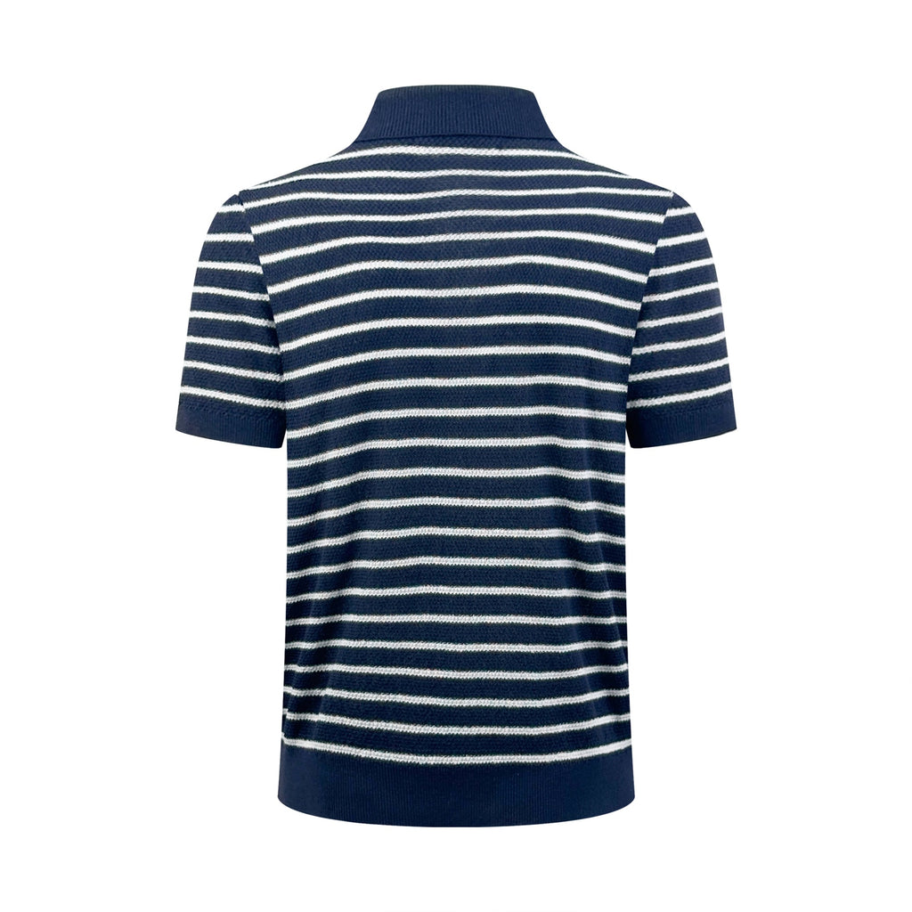 2026 New GS Embroidered Stripe Polo Neck Knit (CC985-A80)