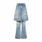 2026 Women's GS Fake Two-Piece Denim Skirt Pants (FF751)