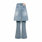 2026 Women's GS Fake Two-Piece Denim Skirt Pants (FF751)