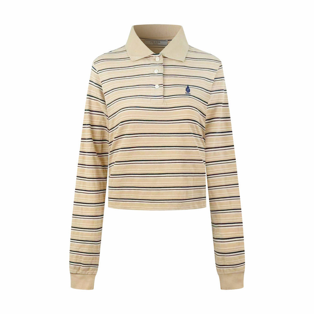 2026 Women's GS Logo Striped Long-Sleeve Polo Shirt (FF753)