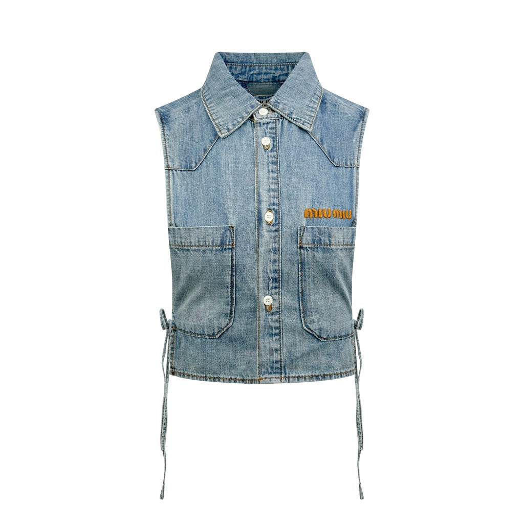 2026 Women's GS Logo Belted Denim Jacket (EE434)