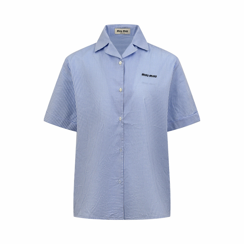 2026 Women's GS Logo Embroidered Checkered Shirt (FF773)