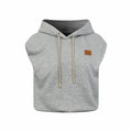 2026 Women's GS Leather Sleeveless Hooded Sweatshirt (EE431)