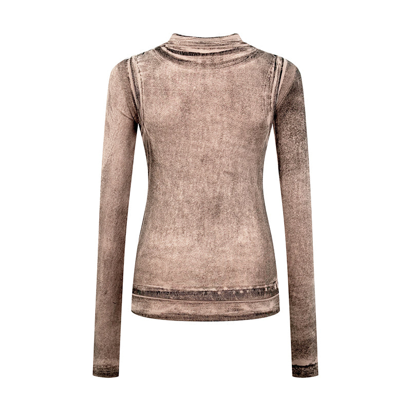 2026 Women's GS Fake Two-Piece Logo Print Long-Sleeved (EE428)
