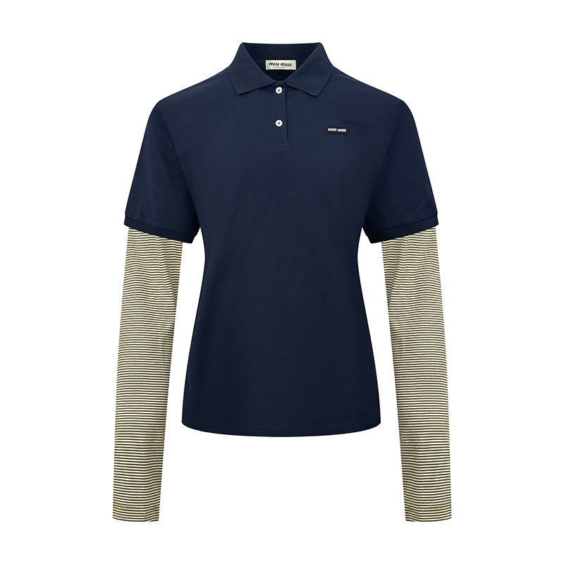 2026 Women's GS Logo Fake Two-Piece Polo Collar Long Sleeve (FF799)