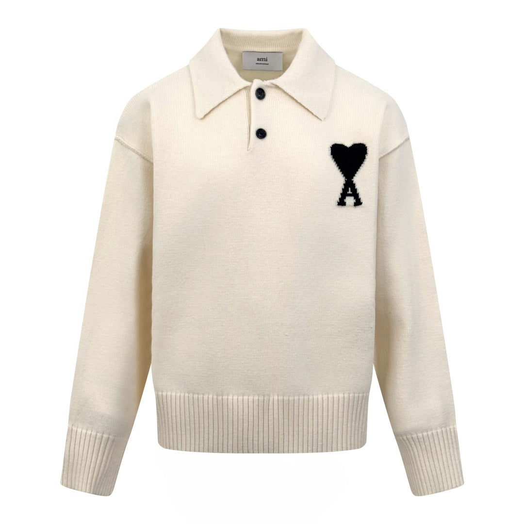 2026 New Model GS Heart Patterned Knitted Polo Shirt (25366-B25)