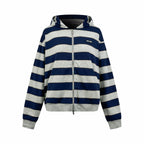 2026 Women's GS Logo Striped Hooded Coat (DD155)