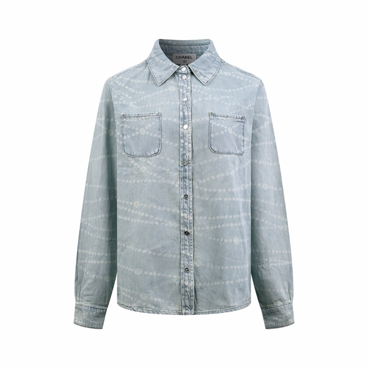 2026 Women's GS Logo Washed Denim Pearl Shirt (FF805)