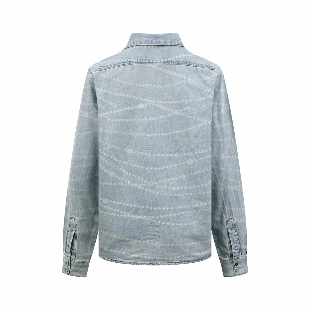 2026 Women's GS Logo Washed Denim Pearl Shirt (FF805)