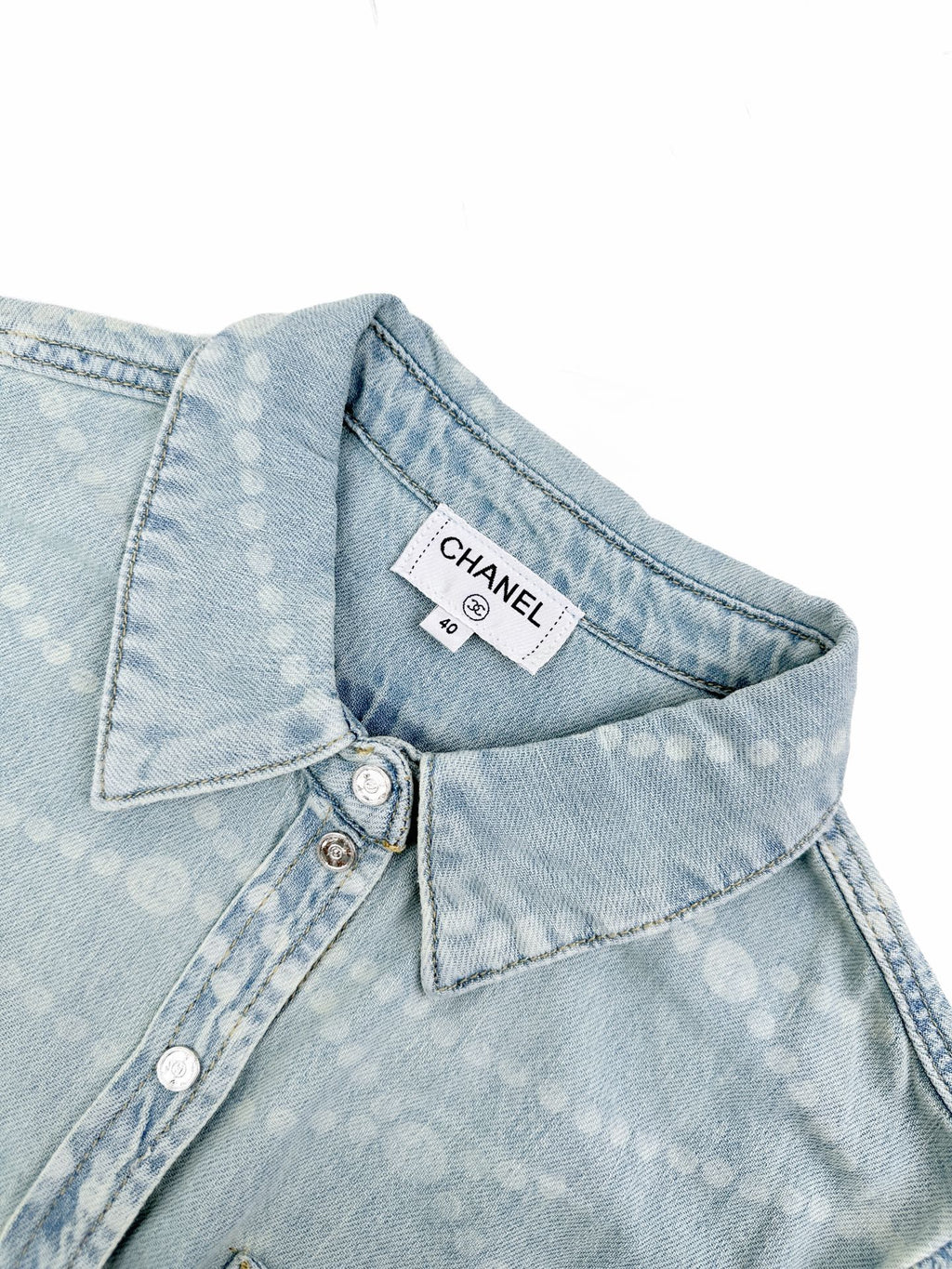 2026 Women's GS Logo Washed Denim Pearl Shirt (FF805)