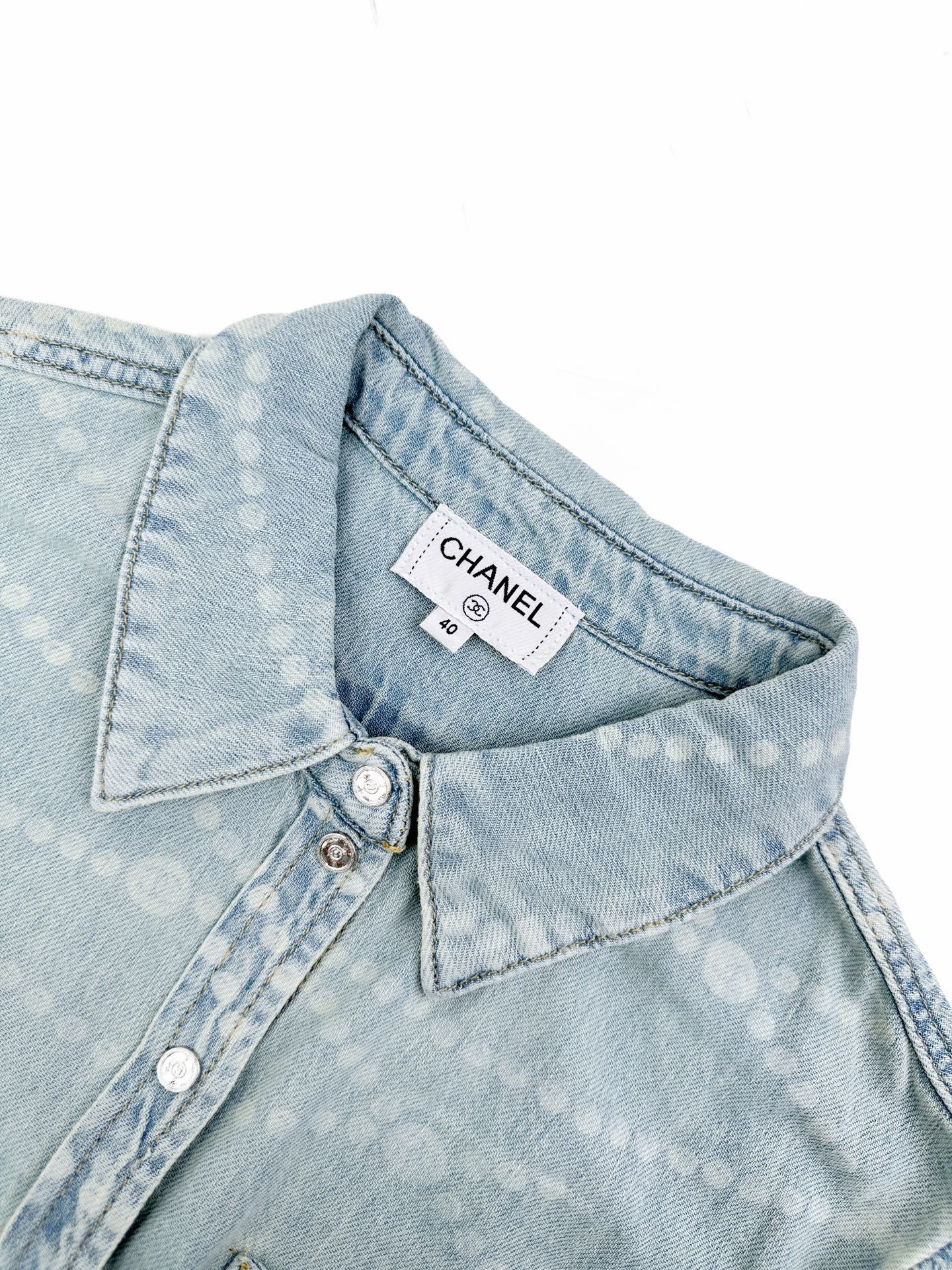 2026 Women's GS Logo Washed Denim Pearl Shirt (FF805)