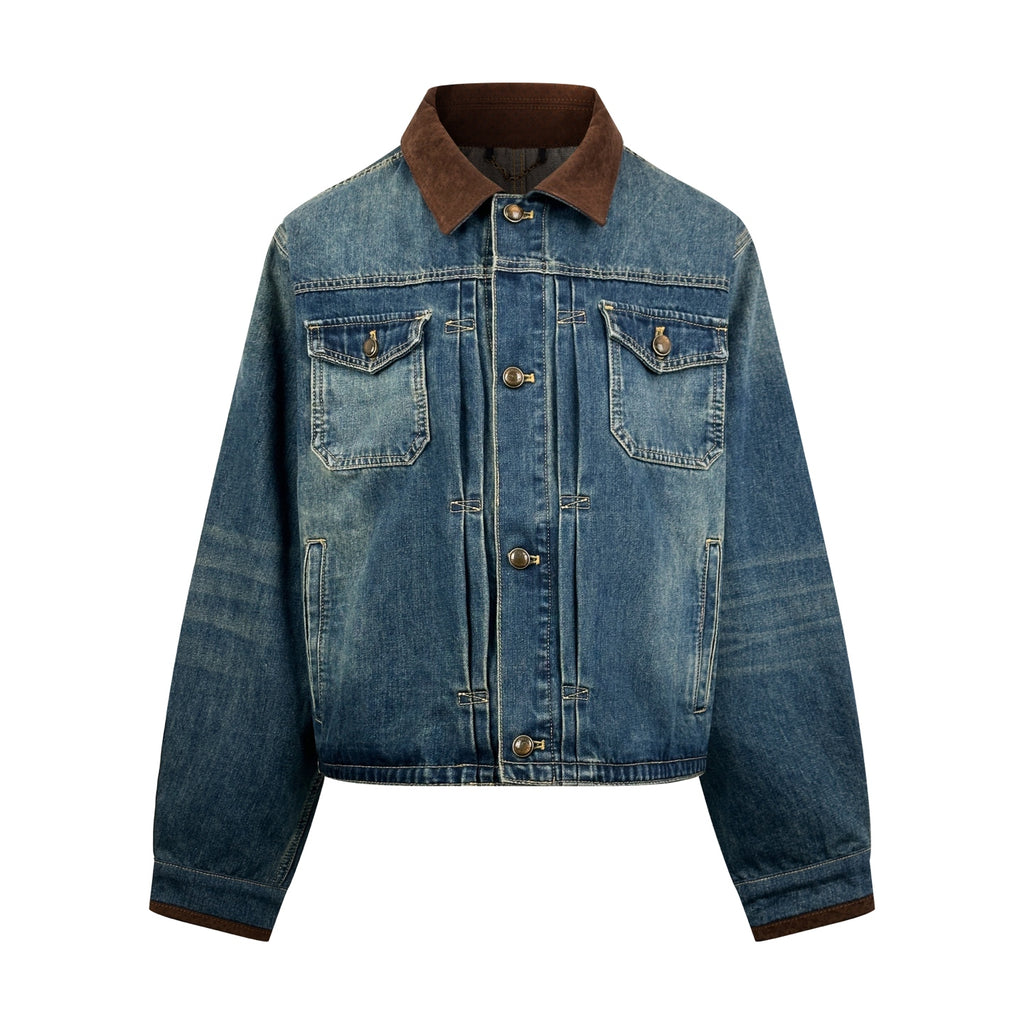 2026 New Model GS Leather Detail Denim Jacket (BB872-C25)