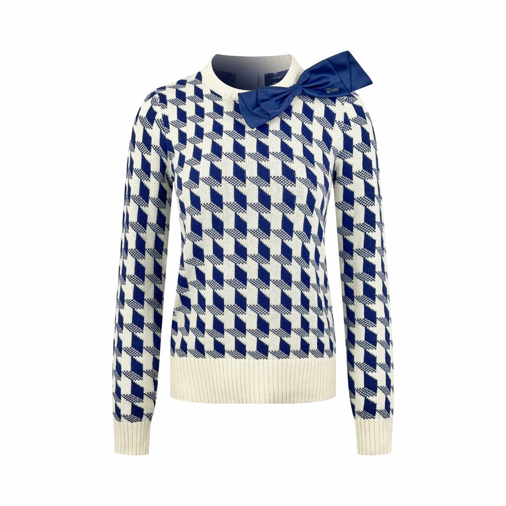 2026 Women's GS Butterfly Knot Peacock Pattern Plaid Sweater (DD144)