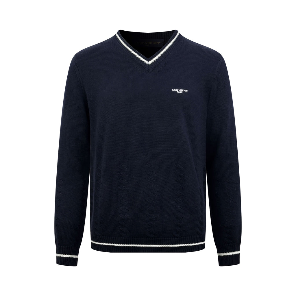 2026 New Model GS Embroidered Twisted Knit V-Neck Sweater (AA675-B25)