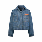 2026 Women's GS Leather Patch Denim Jacket (EE436)