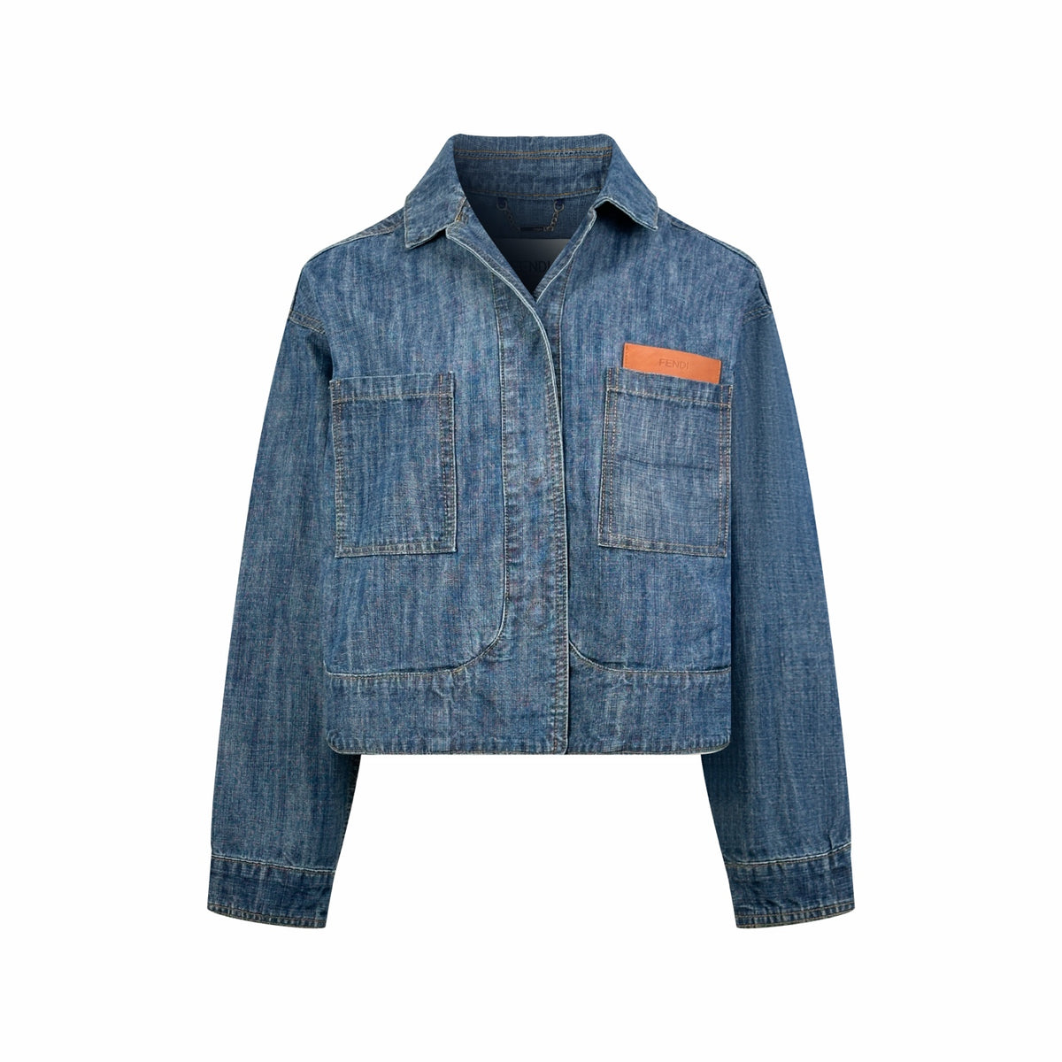 2026 Women's GS Leather Patch Denim Jacket (EE436)