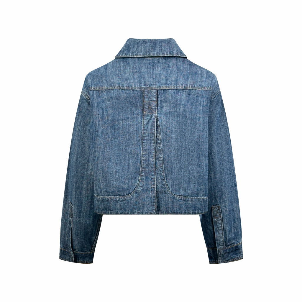 2026 Women's GS Leather Patch Denim Jacket (EE436)