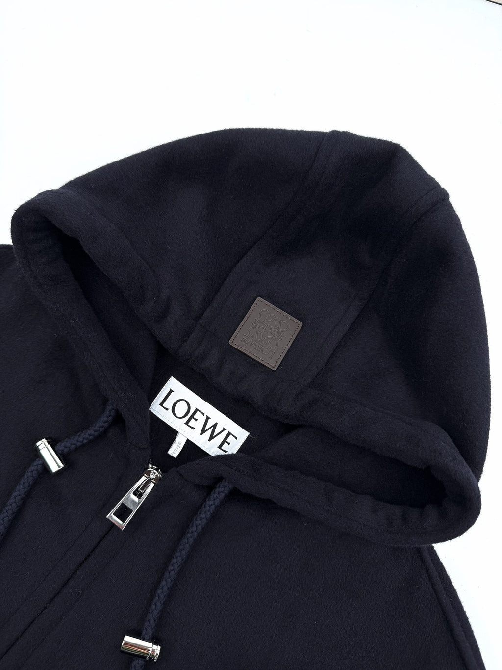 2026 New GS Leather Label Hooded Long Coat (25393-D40)