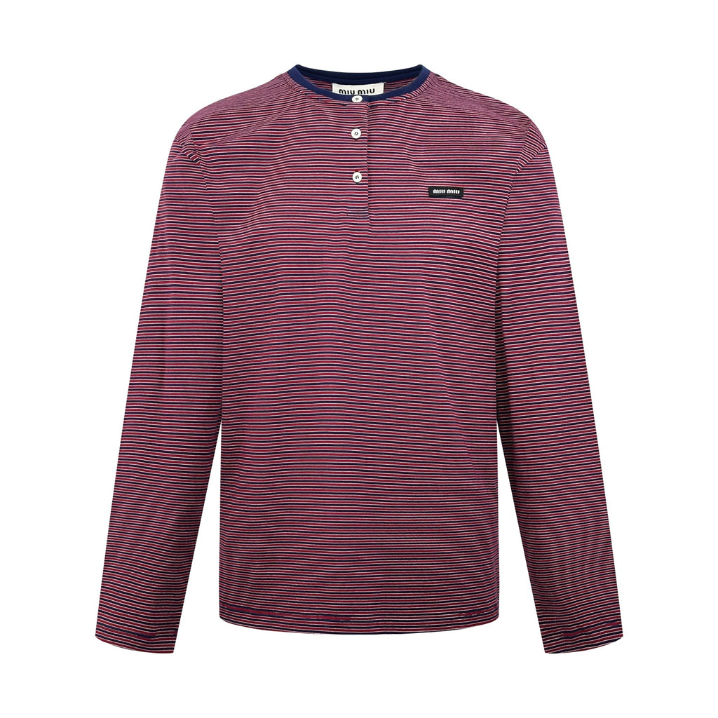 2026 New Model GS Logo Striped Henry Collar Long Sleeve (CC7017-A75)