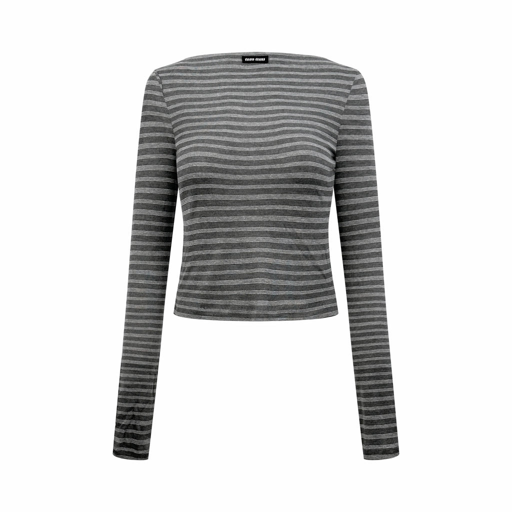 2026 Women's GS Logo Striped Boat-neck Long-Sleeved Shirt (FF827)
