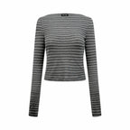 2026 Women's GS Logo Striped Boat-neck Long-Sleeved Shirt (FF827)