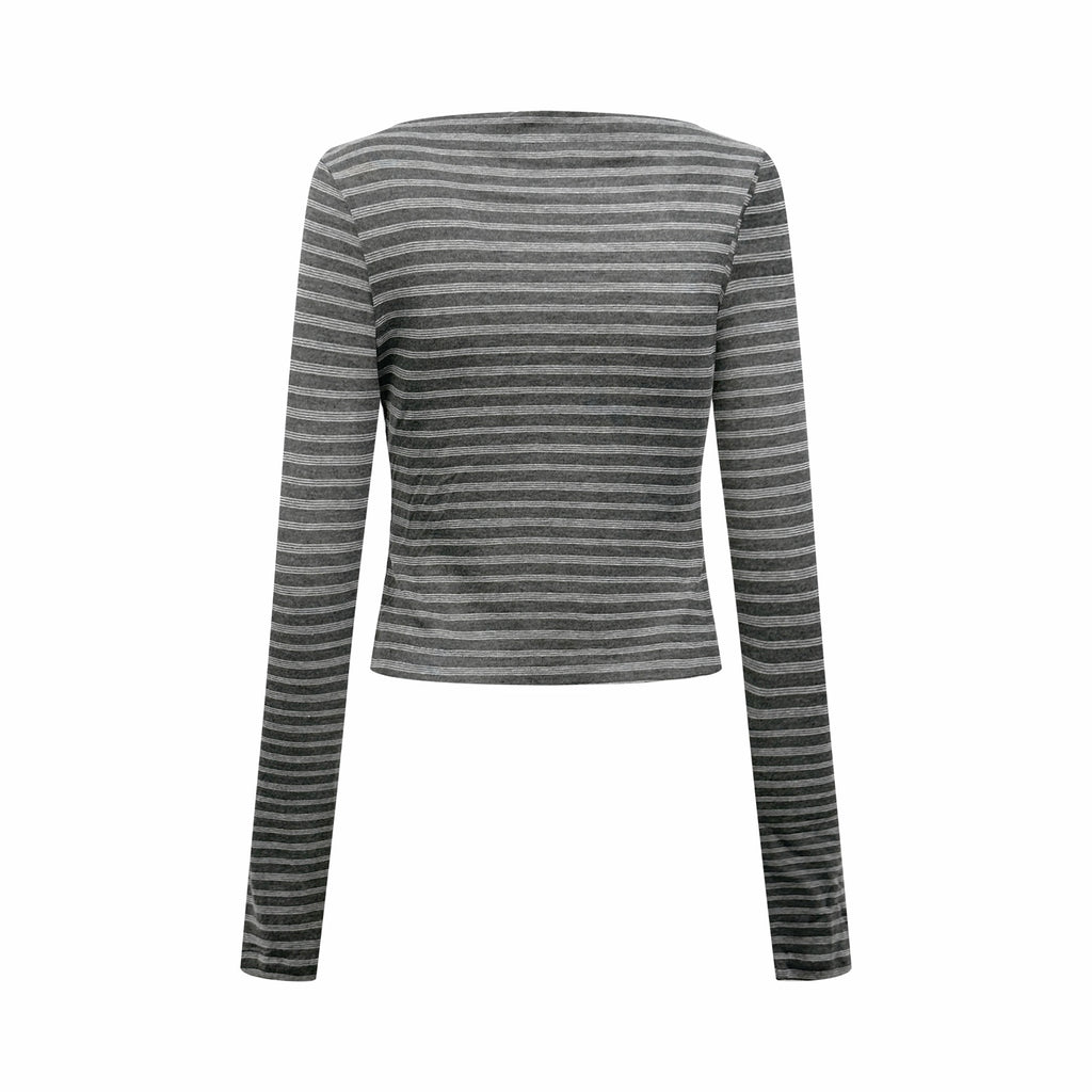 2026 Women's GS Logo Striped Boat-neck Long-Sleeved Shirt (FF827)
