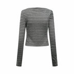 2026 Women's GS Logo Striped Boat-neck Long-Sleeved Shirt (FF827)