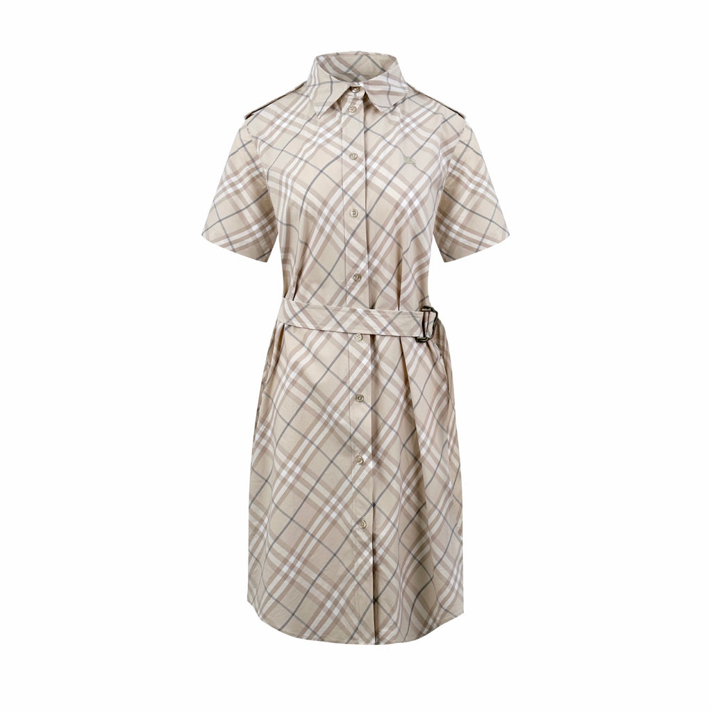 2026 Women's GS Embroidered Checkered Shirt-style Dress (DD180)