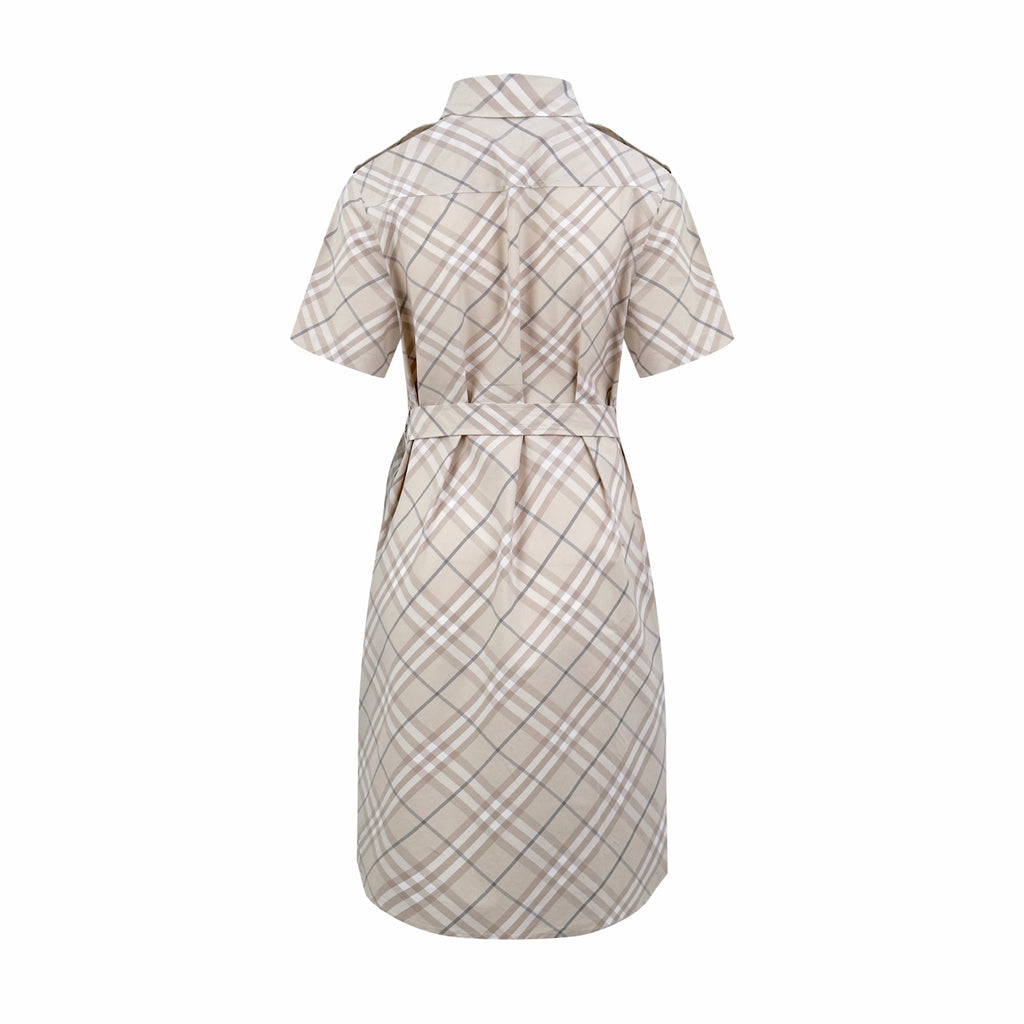 2026 Women's GS Embroidered Checkered Shirt-style Dress (DD180)