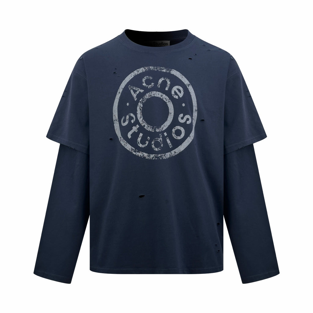 2026 Women's GS Vintage Logo Fake Two-Piece Long-Sleeved (FF836)