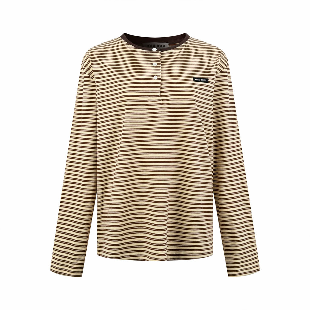 2026 Women's GS Logo Striped Henry Collar Long Sleeve (FF845)