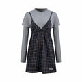 2026 Women's GS Logo Checkered Long-Sleeved Dress (FF848)