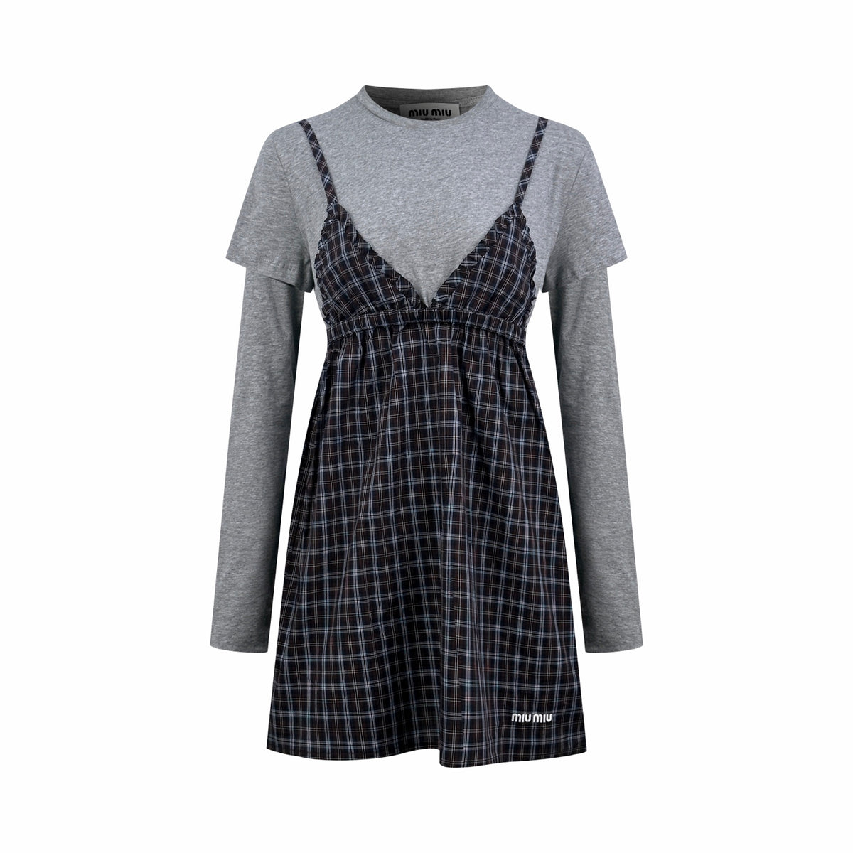 2026 Women's GS Logo Checkered Long-Sleeved Dress (FF848)