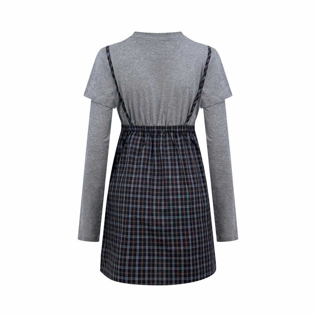 2026 Women's GS Logo Checkered Long-Sleeved Dress (FF848)