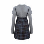2026 Women's GS Logo Checkered Long-Sleeved Dress (FF848)
