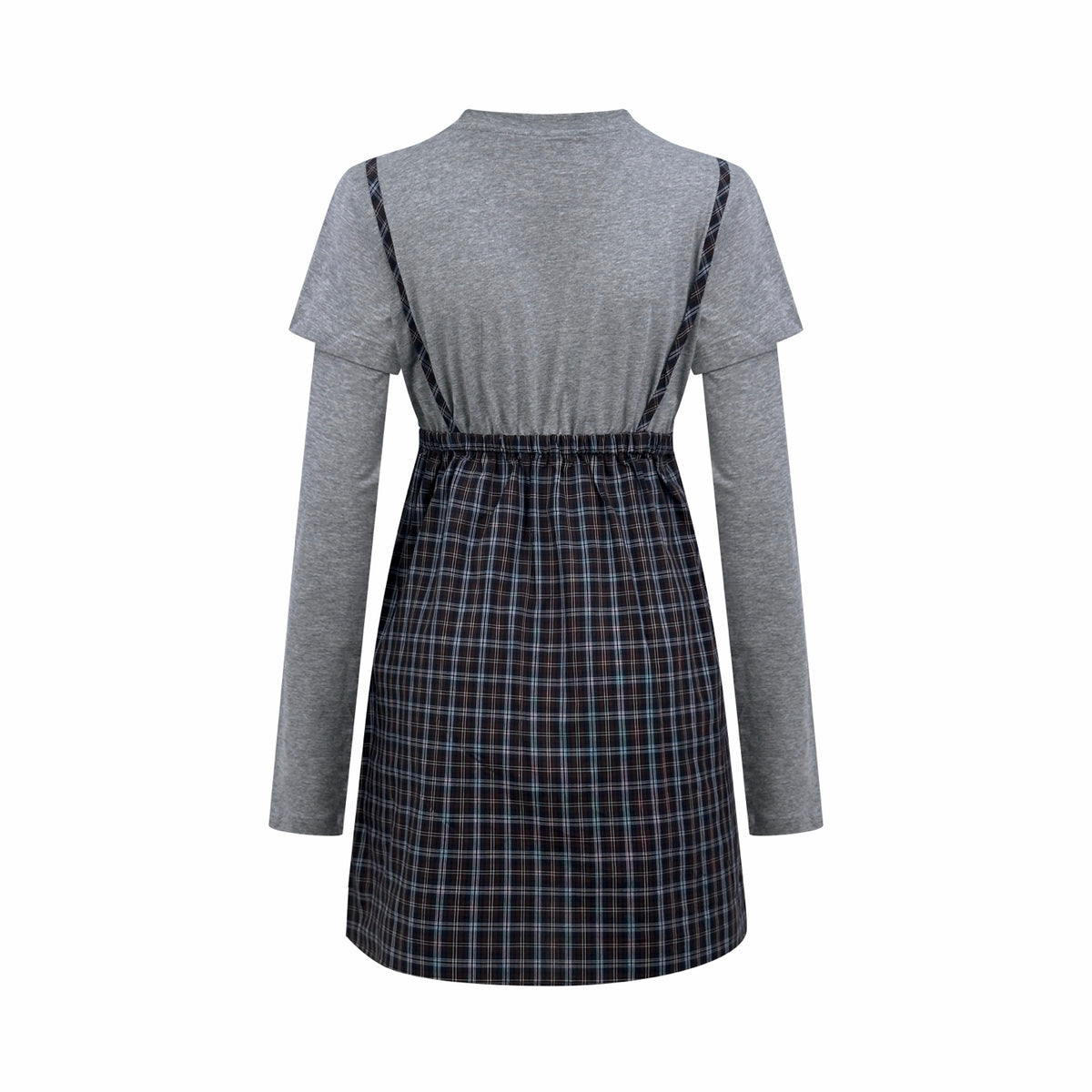 2026 Women's GS Logo Checkered Long-Sleeved Dress (FF848)