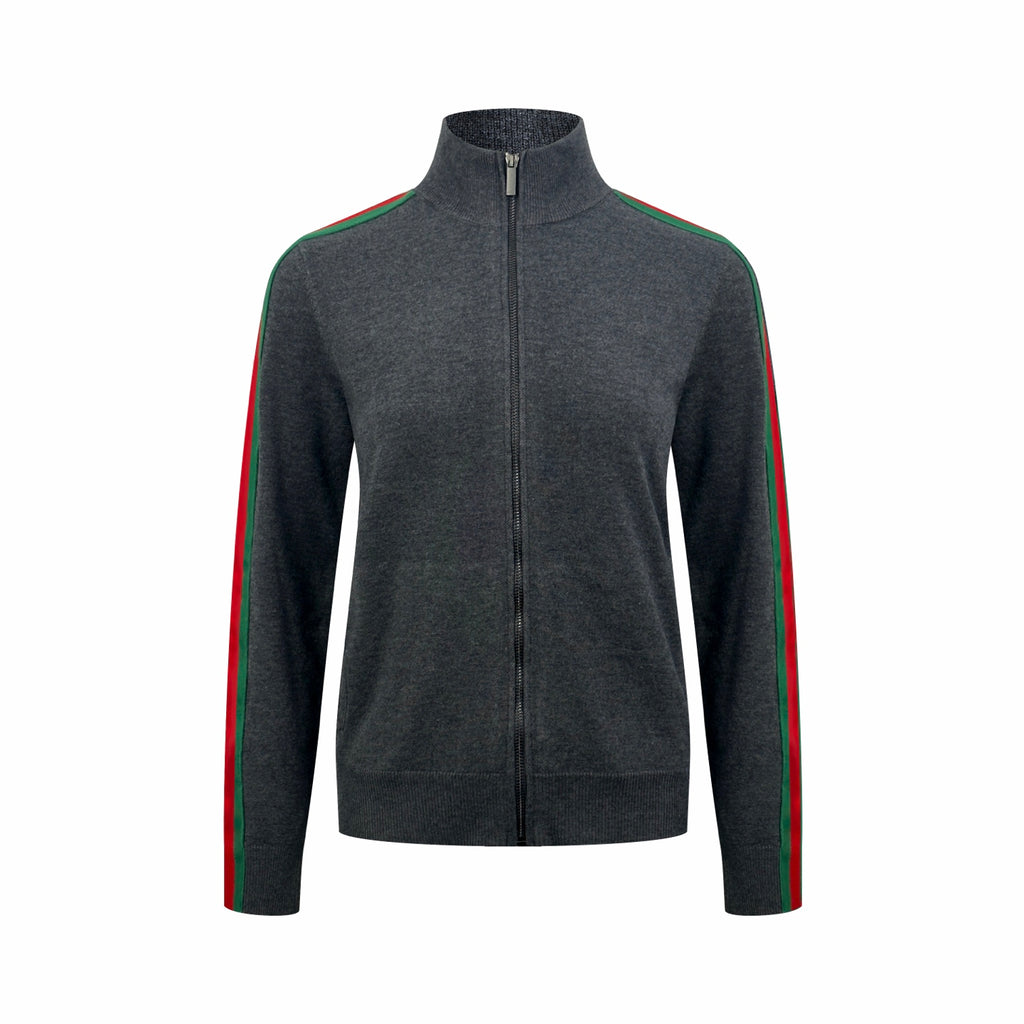2026 Women's GS Color-Matched Striped Wool Coat (DD204)