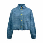 2026 Women's GS Label Full Print Denim Short Shirt (EE454)