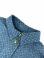 2026 Women's GS Label Full Print Denim Short Shirt (EE454)